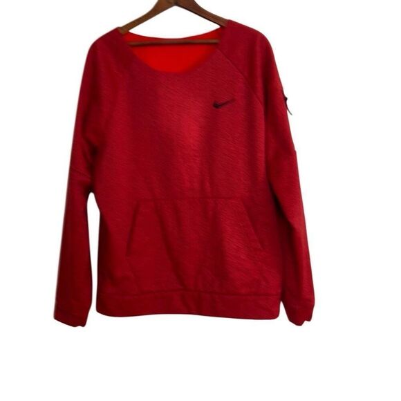 Nike Therma-Fit Heather Fleece Raglan Long Sleeve Sweatshirt Red Size XL - Picture 1 of 7